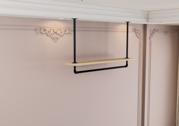 Ceiling Mounted Shelf Bracket with Clothes Rail (D112)