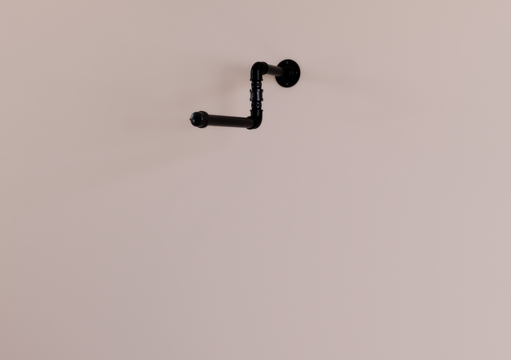 Double Level Quirky Industrial Black Steel Pipe Clothes Rack (D85)