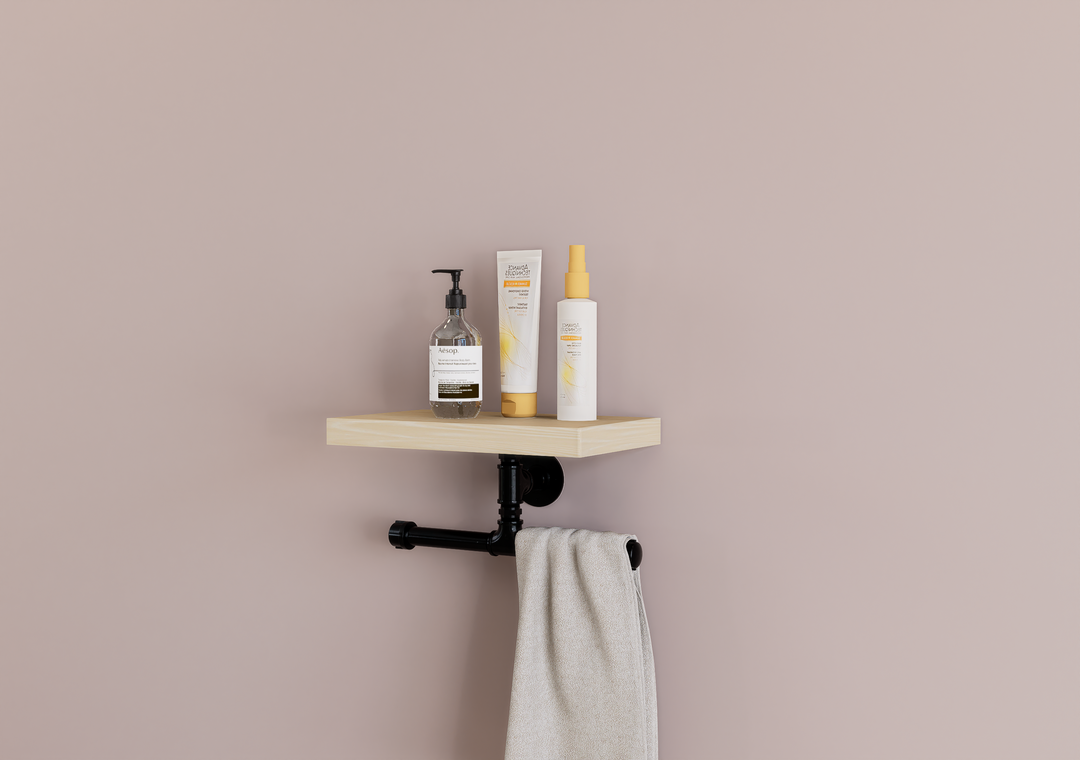 Wall Shelf with Upside Down T Bracket Towel Holder(D153)