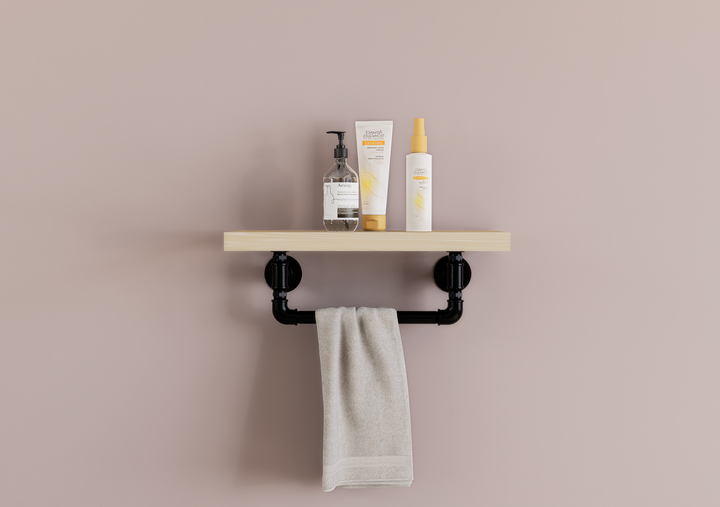 Compact Shelf Bracket with Towel Holder (D158)