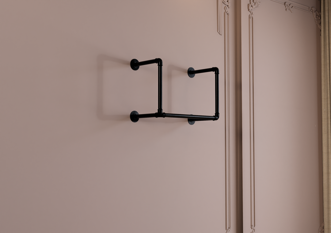 Compact Double Tier Shelf Bracket with Clothes Bar (3544)