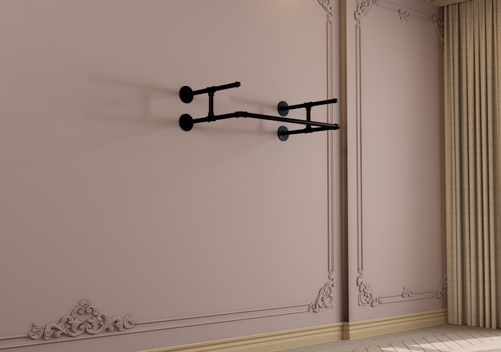 Compact Wall Shelf Bracket with Clothes Bar (3903)