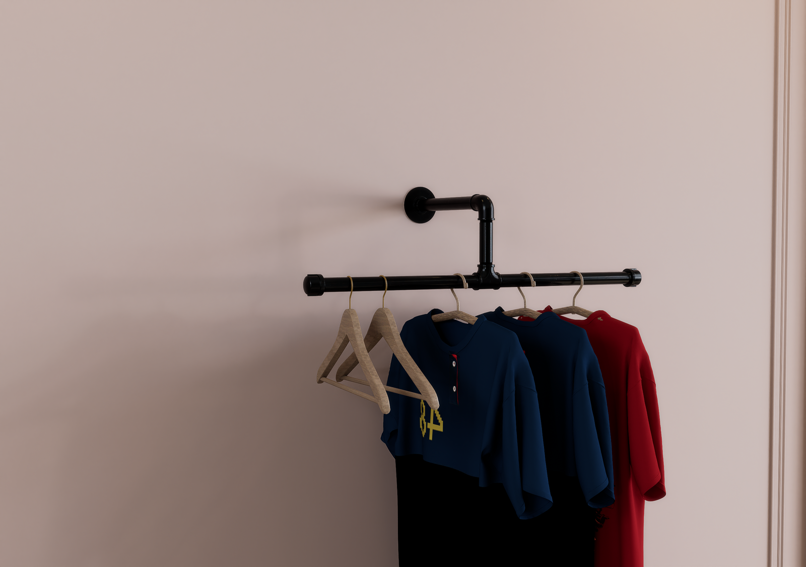 Minimalist Black Steel Clothes Rack T-Bar (N2)