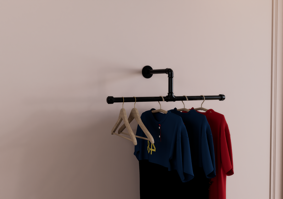 Minimalist Black Steel Clothes Rack T-Bar (N2)