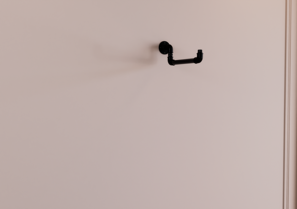 Single Level Quirky Industrial Black Steel Pipe Clothes Rack (D80)