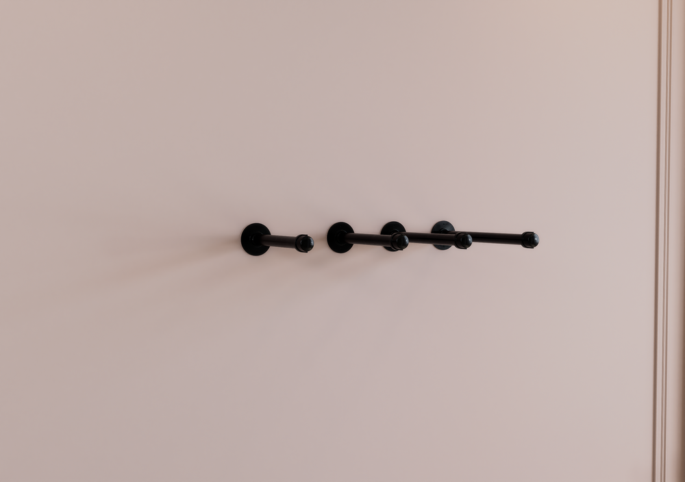 Wall Mounted Clothes Rack Separate Black Pipe Poles (D24.2)