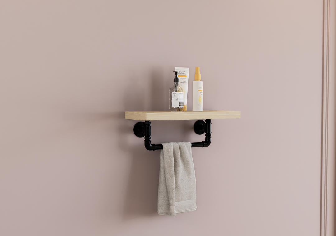 Compact Shelf Bracket with Towel Holder (D158)