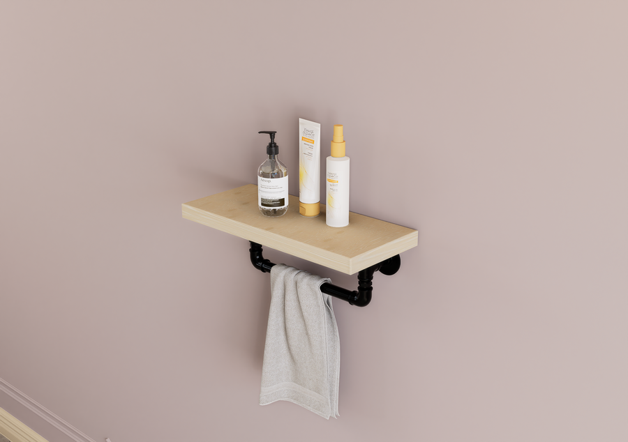 Compact Shelf Bracket with Towel Holder (D158)
