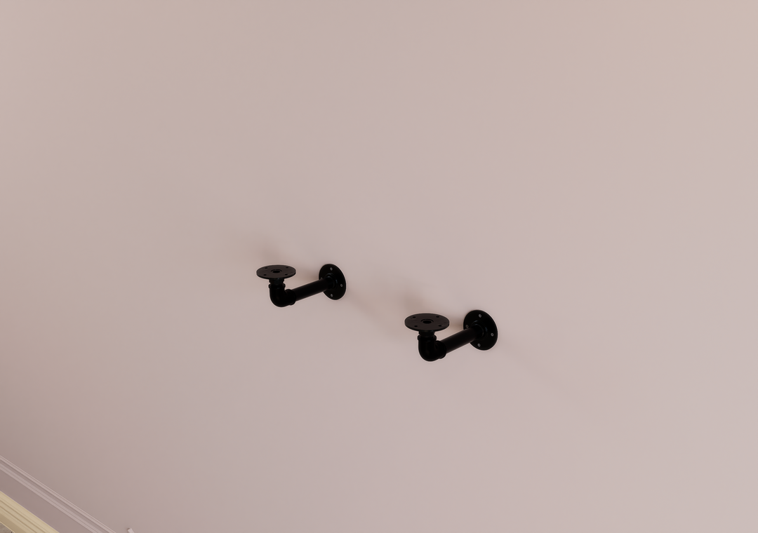 Pair Minimalist Shelf Brackets Black Steel 90° Angle Wall Mount (D39)