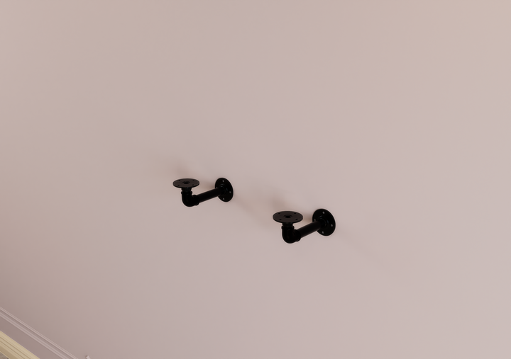Pair Minimalist Shelf Brackets Black Steel 90° Angle Wall Mount (D39)
