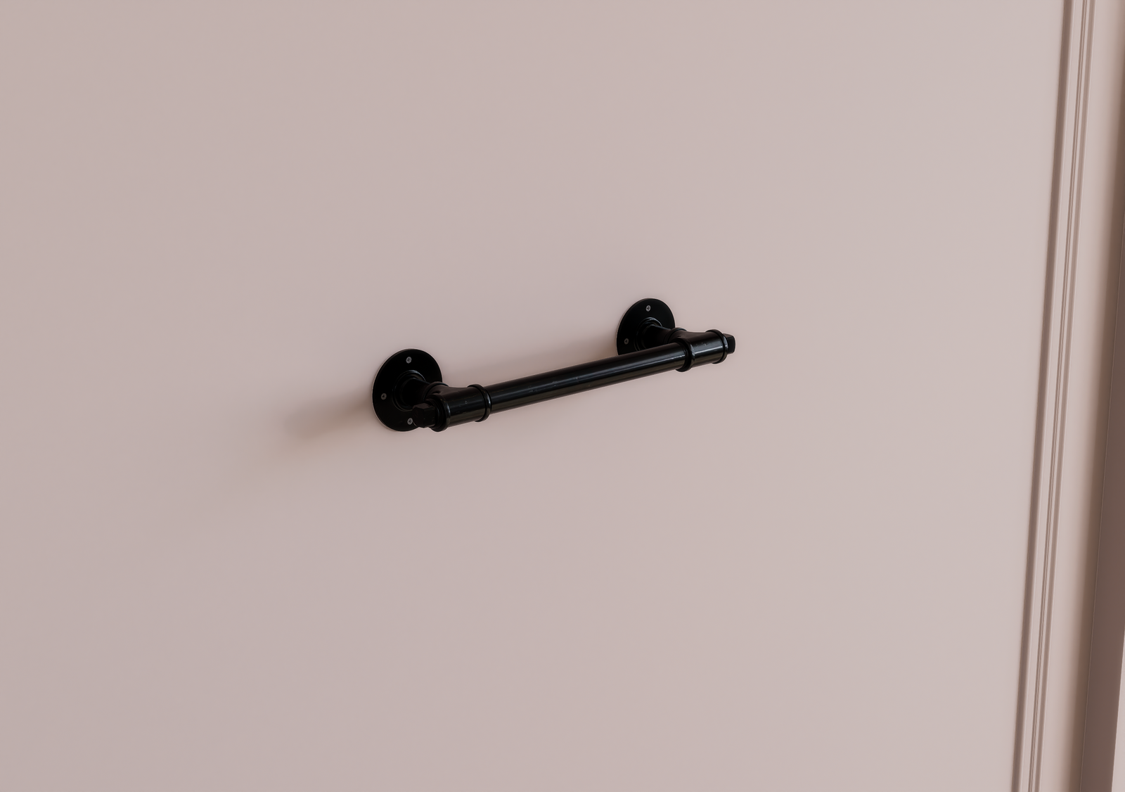 Industrial Wall Mounted Black Steel Pipe Towel Rack (D45)