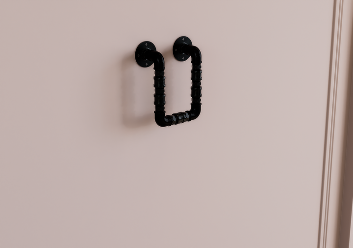 Double Wall Mounted Industrial Black Steel Pipe Towel Rack (D29)