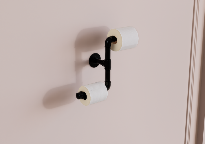 Industrial Black Pipe Inverted Toilet Paper Holder (D11)