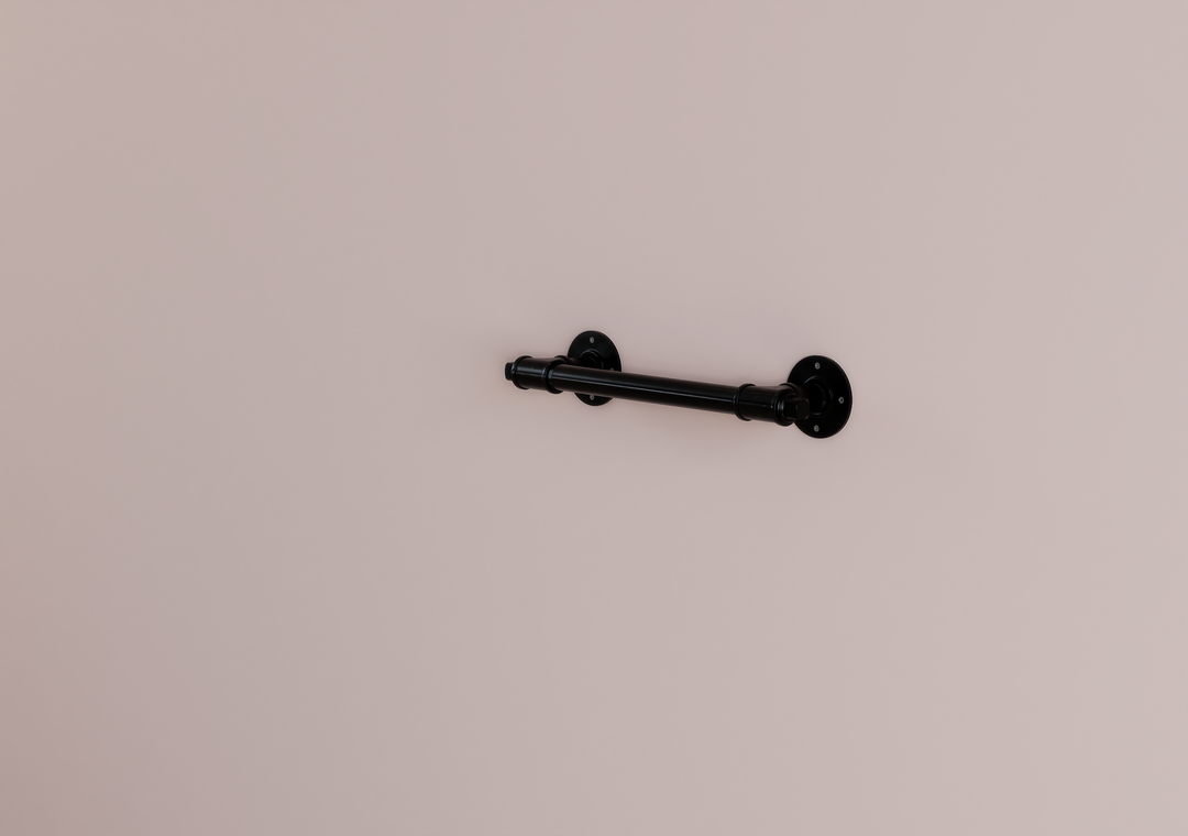 Industrial Wall Mounted Black Steel Pipe Towel Rack (D45)