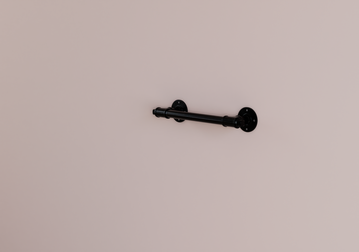 Industrial Wall Mounted Black Steel Pipe Towel Rack (D45)