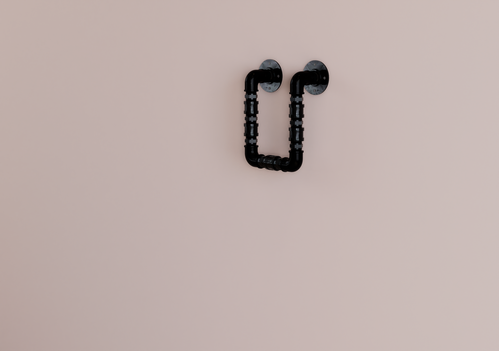 Double Wall Mounted Industrial Black Steel Pipe Towel Rack (D29)