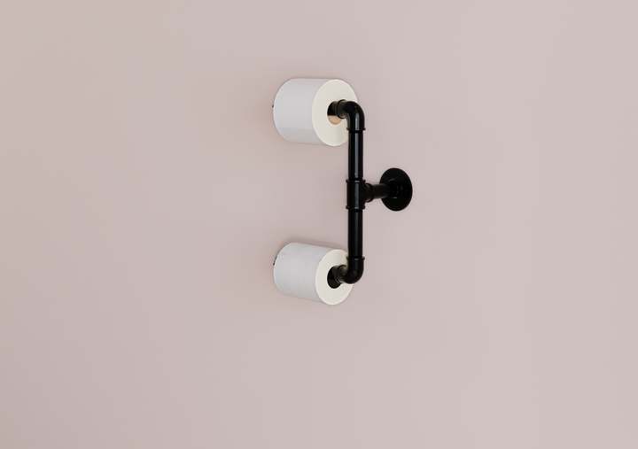 Industrial Black Pipe Dual Toilet Paper Holder (D15)
