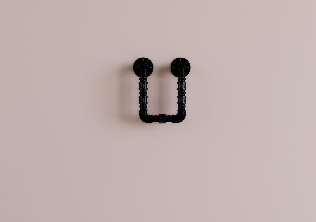 Double Wall Mounted Industrial Black Steel Pipe Towel Rack (D29)