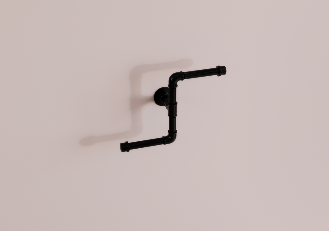 Industrial Black Pipe Inverted Toilet Paper Holder (D11)
