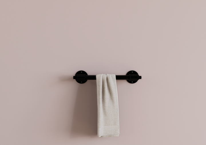 Industrial Wall Mounted Black Steel Pipe Towel Rack (D45)