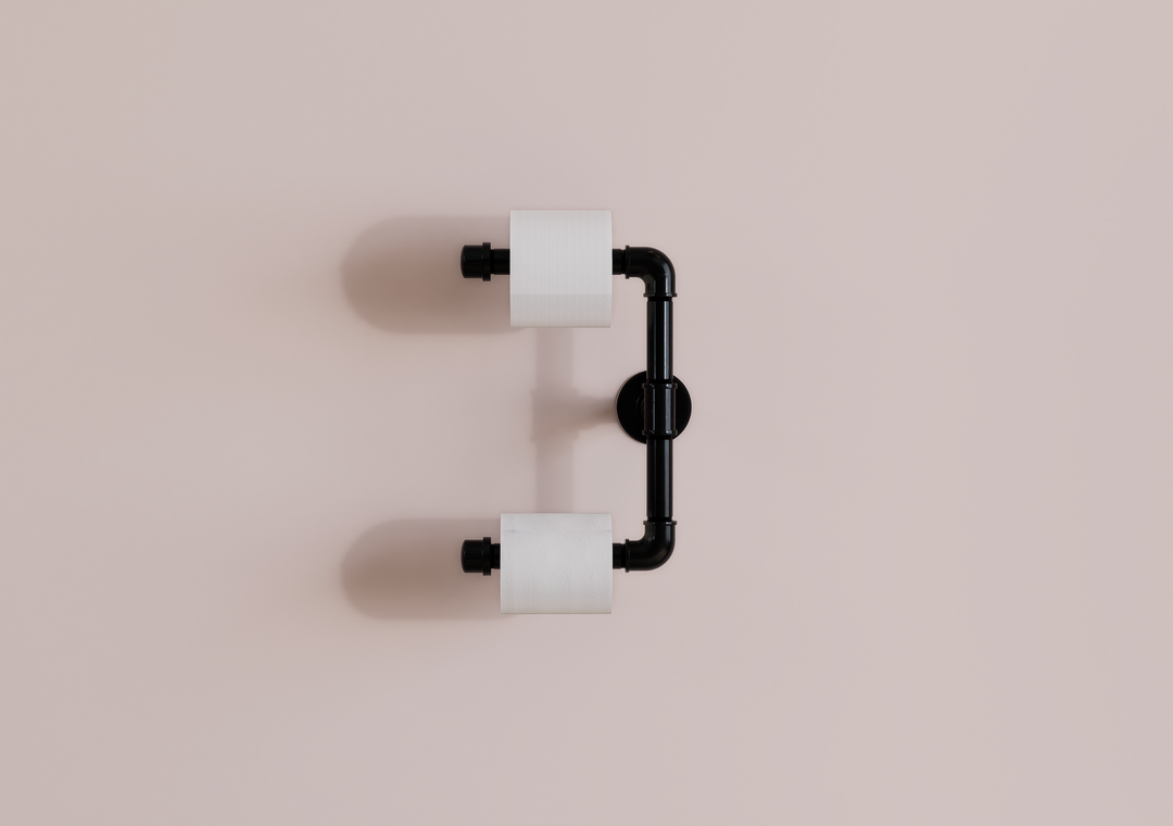 Industrial Black Pipe Dual Toilet Paper Holder (D15)