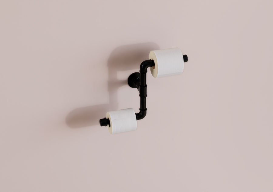Industrial Black Pipe Inverted Toilet Paper Holder (D11)