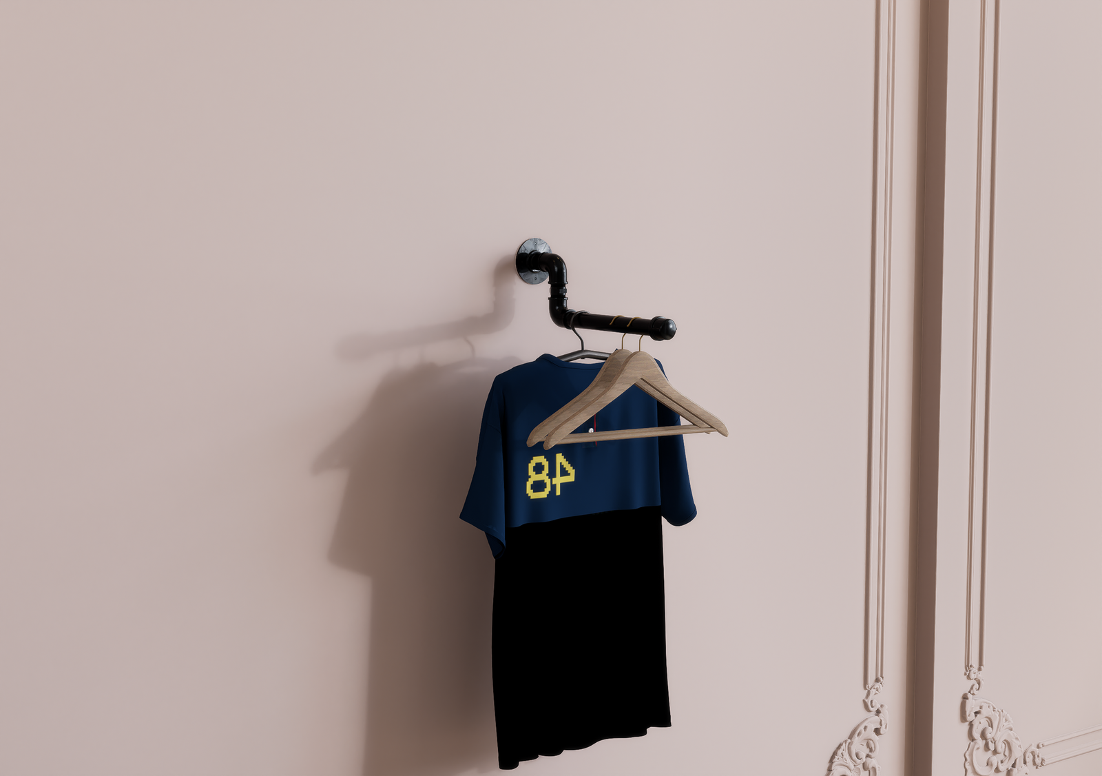Industrial Pipe Wall-Mounted Clothes Rack (D9)