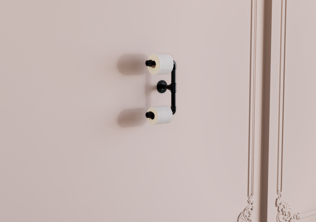 Industrial Black Pipe Dual Toilet Paper Holder (D15)