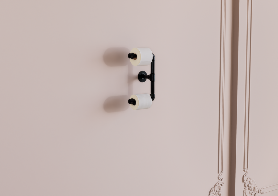 Industrial Black Pipe Dual Toilet Paper Holder (D15)