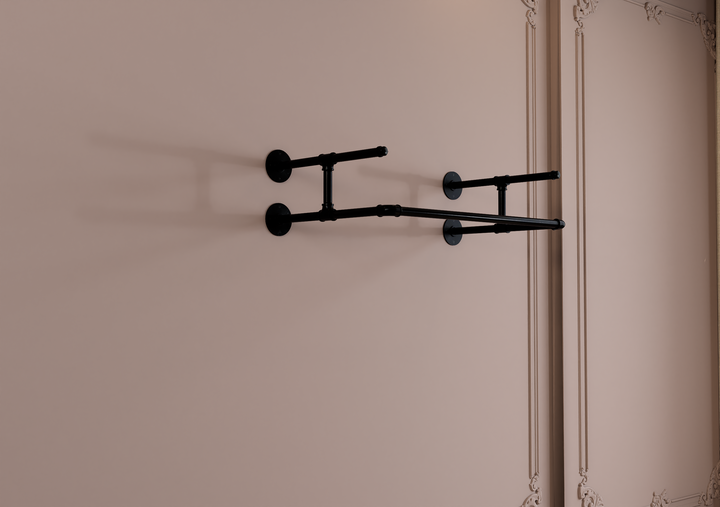 Compact Wall Shelf Bracket with Clothes Bar (3903)