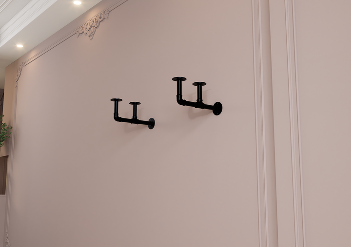 Rustic Wall Shelf Bracket with Hanging Rod (2259)
