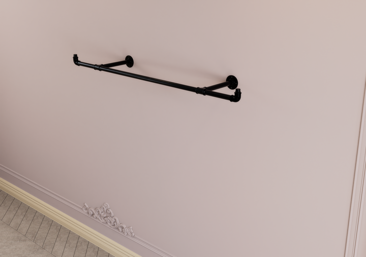 Rustic Industrial Wall Mounted Clothes Rail With Raised Fittings (D104)