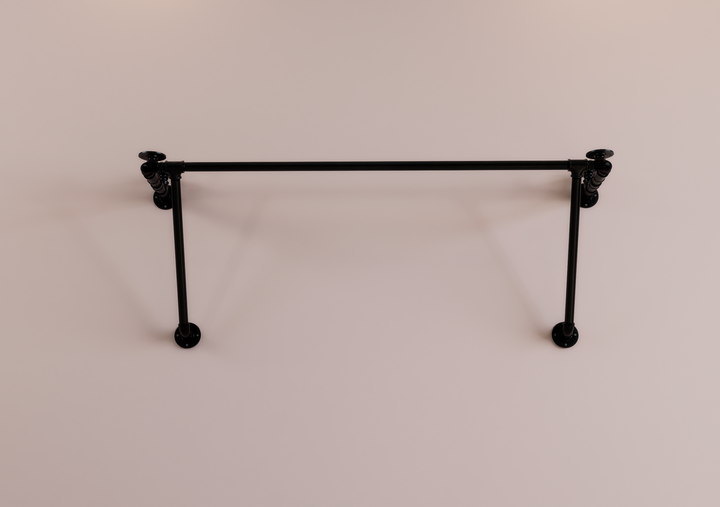 Black Industrial Pipe Shelf Brackets with Clothes Rack With Extra Support (D36)