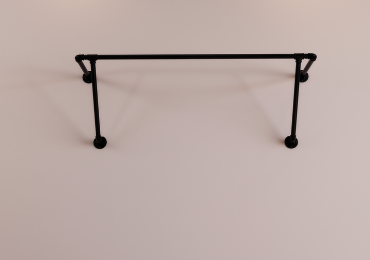 Industrial Black Steel Pipe Clothes Rack with Dual Wall Support (D78)