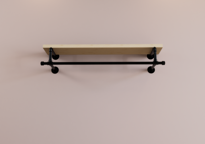 Industrial Black Pipe Clothes Rack Brackets with Connecting Rail  (D28)