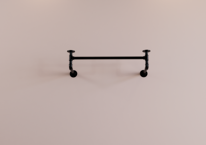 Industrial Shelf & Clothes Rack With Black Pipe Brackets (D18)