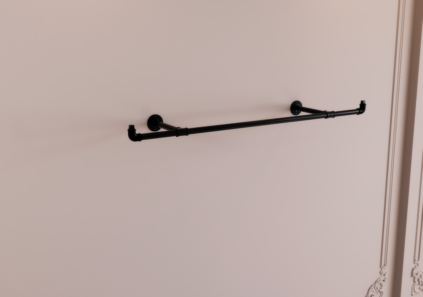 Rustic Industrial Wall Mounted Clothes Rail With Raised Fittings (D104)