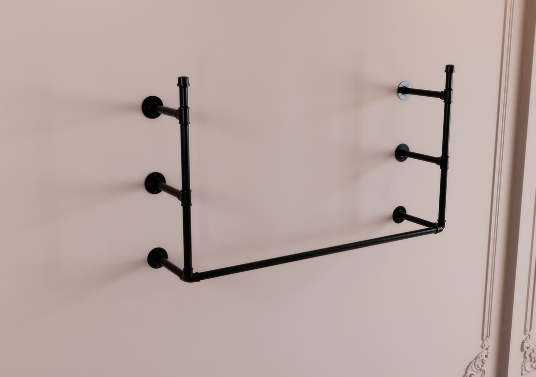 Triple-Tier Wall Shelf Bracket with Hanging Rail (D111)
