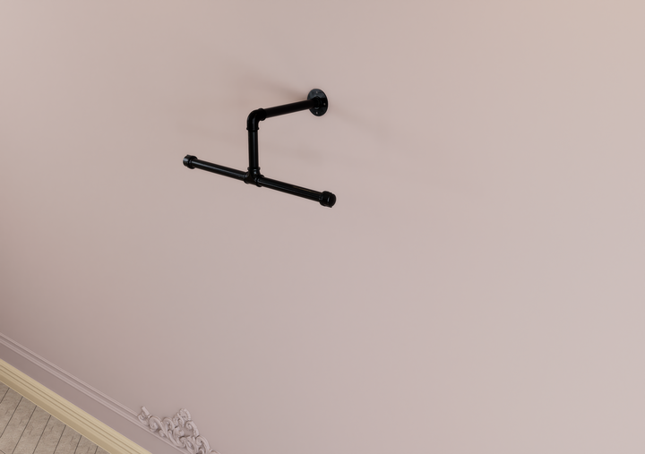 Compact Black T Pipe Wall Mounted Clothes Rack (D35)