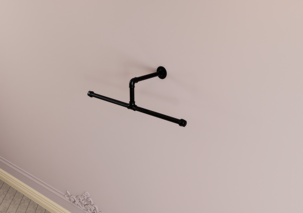 Minimalist Black Steel Clothes Rack T-Bar (N2)