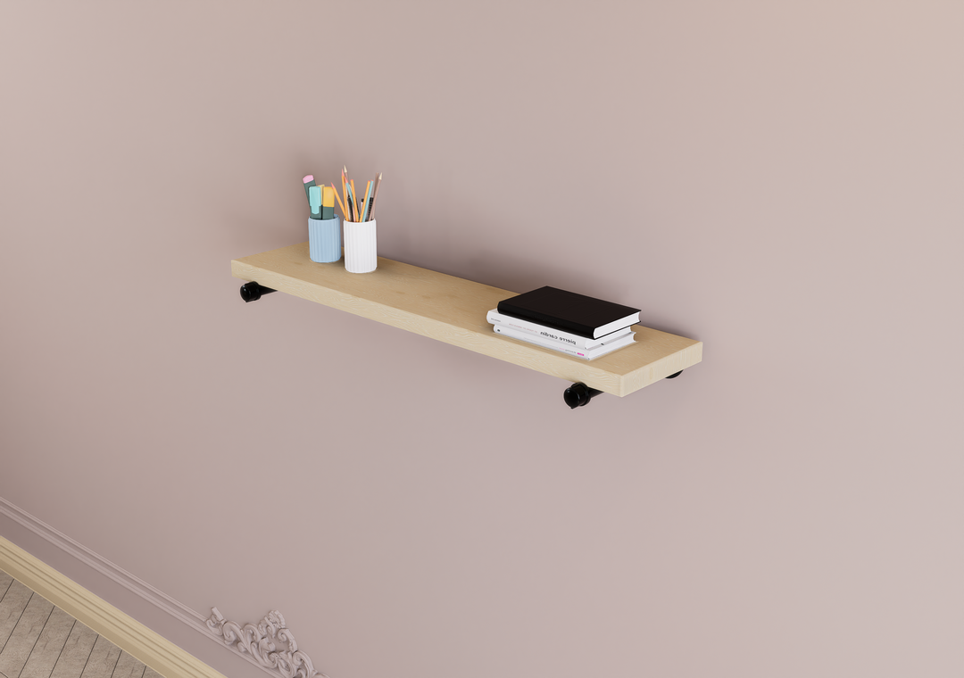 Industrial Single Tier Minimalist Floating Shelf (D24.1)