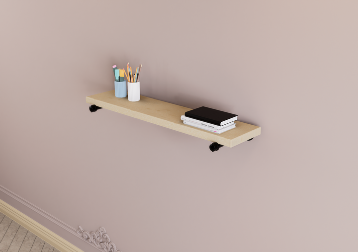 Industrial Single Tier Minimalist Floating Shelf (D24.1)