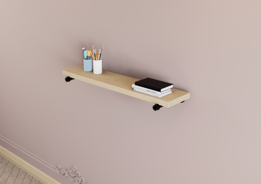 Industrial Single Tier Minimalist Floating Shelf (D24.1)