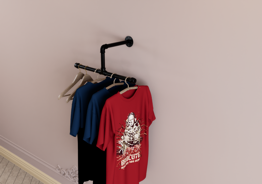 Compact Black T Pipe Wall Mounted Clothes Rack (D35)