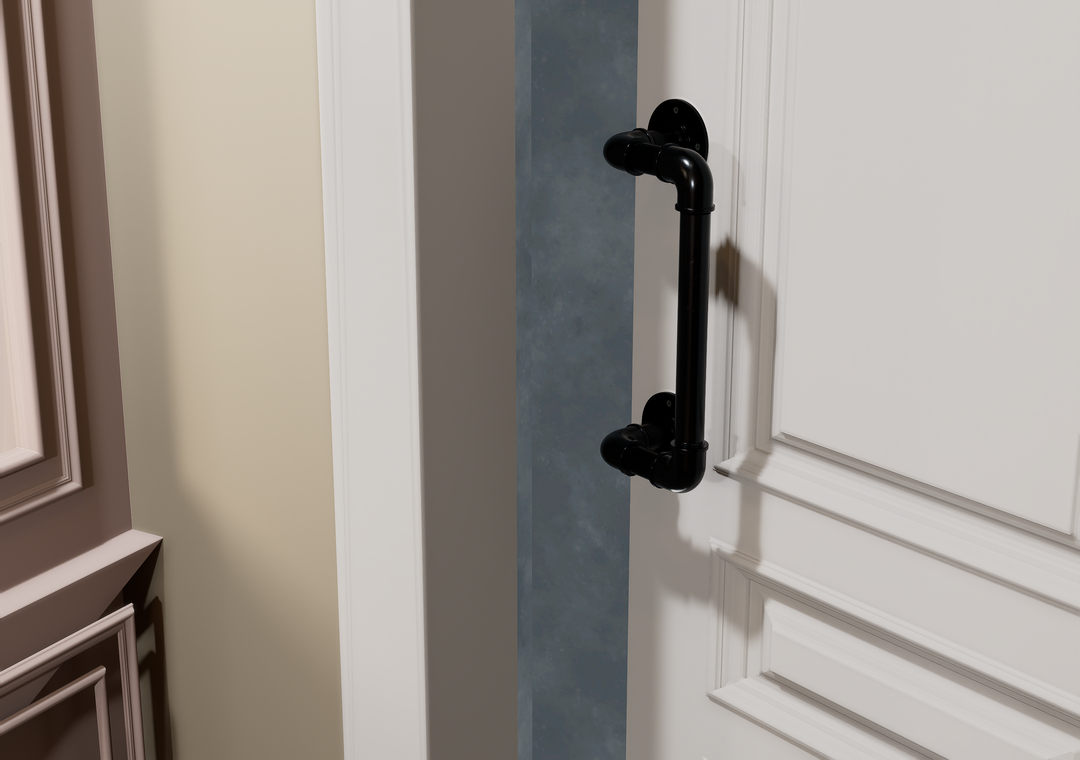 Pair Industrial Black Pipe Door Handle (D20)