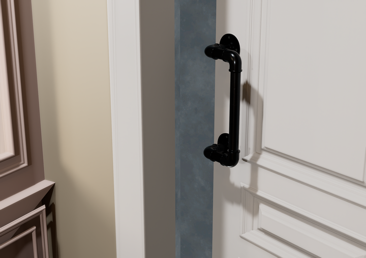 Pair Industrial Black Pipe Door Handle (D20)
