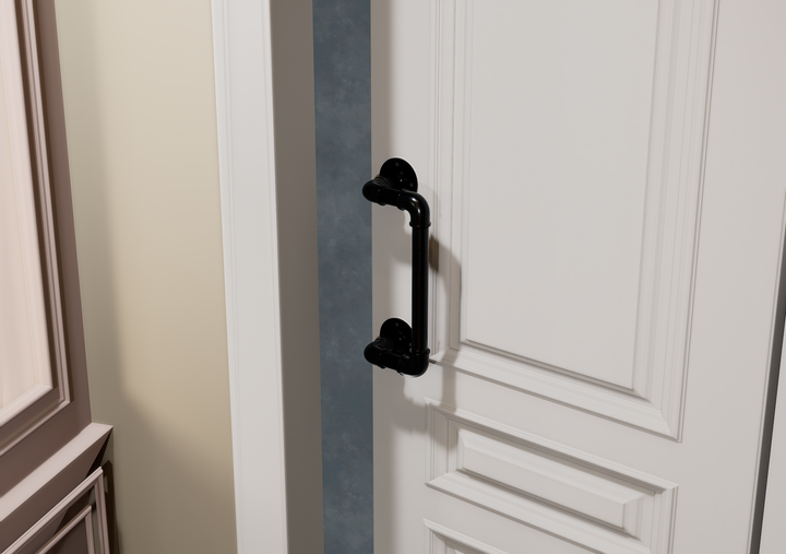 Pair Industrial Black Pipe Door Handle (D20)