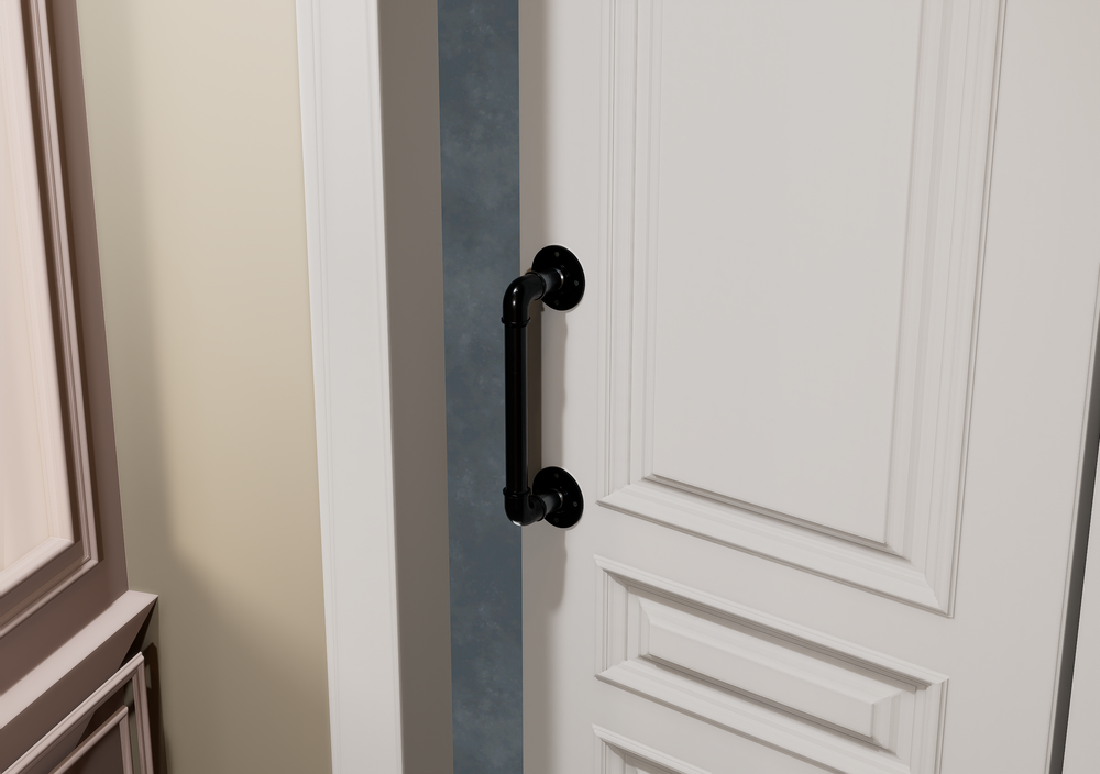 Industrial Black Straight Pipe Door Handle (D19)