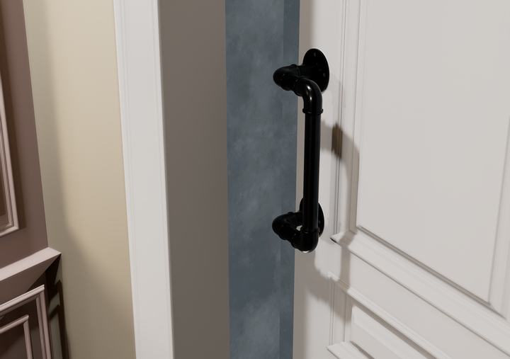 Pair Industrial Black Pipe Door Handle (D20)