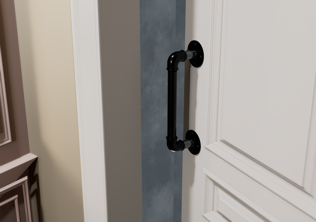 Industrial Black Straight Pipe Door Handle (D19)